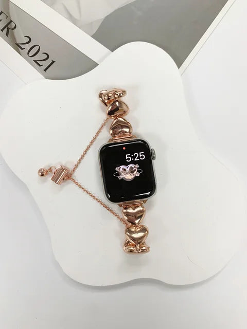 Love Heart Metal Band For Apple Watch 8 7 6 3 4 5 SE Ultra Stainless Steel Strap bracelet For iWatch 41mm 45mm 49mm 40 38 42 44