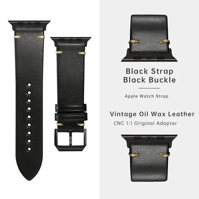 Vintage Leather Strap For Apple Watch, Ultra 49mm, Series 9, 8, 7, 6, SE, 45mm, 44mm, 41mm, 40mm, Accessories Watch Band