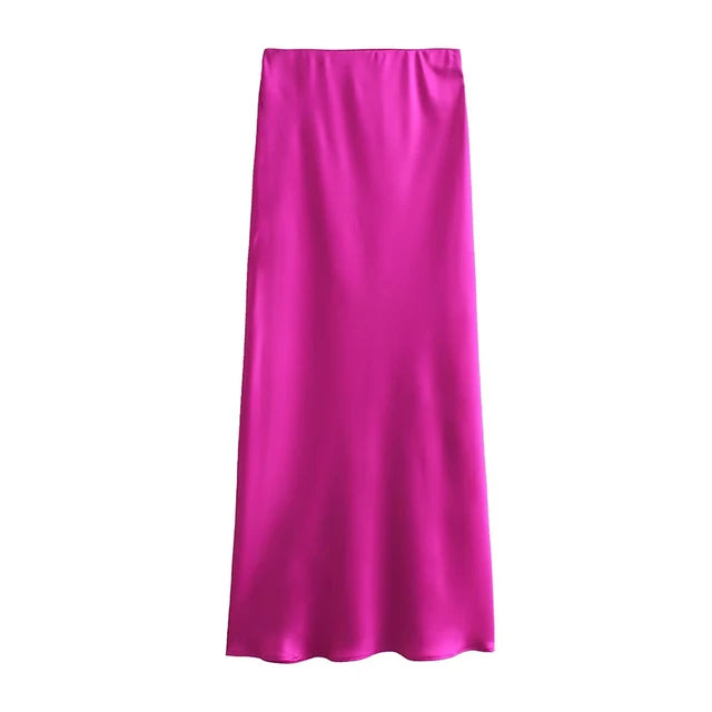 Spring 2024 Women Midi Skirts Fashion Temperament Casual Versatile High Waist Skirts Women Elastic Waist Skirts