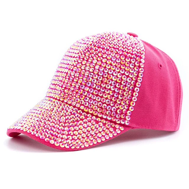 New Women Diamond Inlay Cap Simple Plain Baseball Cap Female Adjustable Casual Outdoor Streetwear Fashion Hat