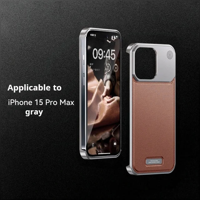 Luxury Leather Metal Phone Case For Iphone 13 14 15 16 Pro Max Magnetic Aluminum Fragrance Phone Cover For IPHON 14 15 16 Promax