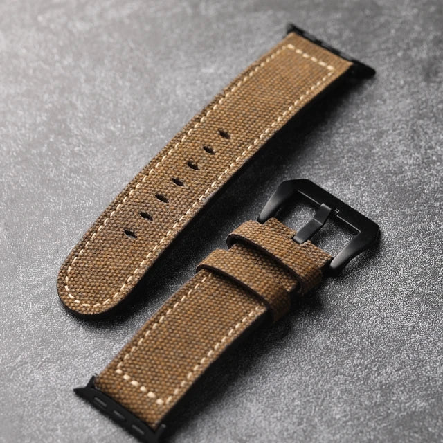 Waterproof and wear-resistant, World War II Soldier Canvas Adaptable Apple Watch Band, 49MM 45MM 44MM 42MM Men's S8 S9 Thickened