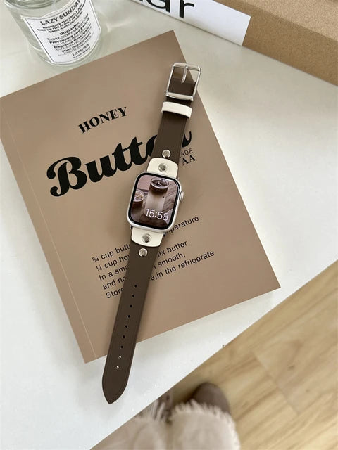 Retro Real Leather Strap For Apple Watch Band 41mm 44mm 40mm 45mm 42 38 49mm Women Wrist Bracelet For iWatch Series 8 se 7 6 5 4