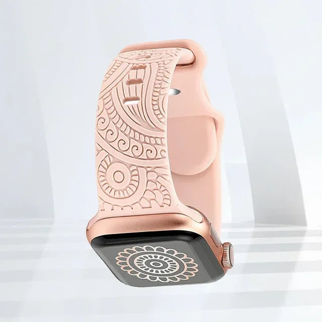 Engraved Strap For Apple Watch Ultra Band ultra 49mm 8 7 44mm 45mm 41mm 40mm 42mm Leopard silicone bracelet iwatch se 3 6 5 38mm