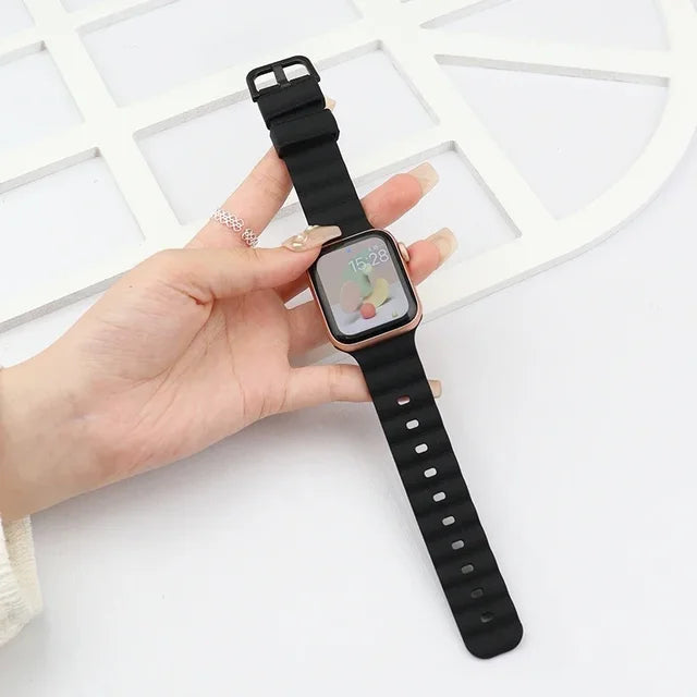 Silicone Strap For Apple Watch Band 9 8 7 41mm 45mm ultra 2 49mm 44mm 40mm 38 42mm sport wrist bracelet iwatch series 6 SE 5 4 3