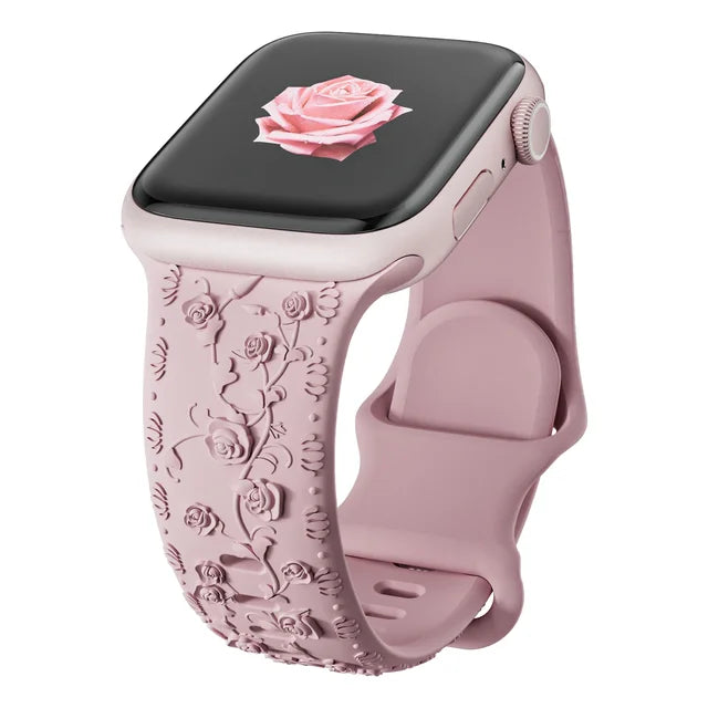 Band for Apple watch straps 44mm 45mm 41mm 49mm 42 46mm Floral Engraved bracelet correa iWatch Series 10 8 7 3 9 ultra 2 SE 40mm