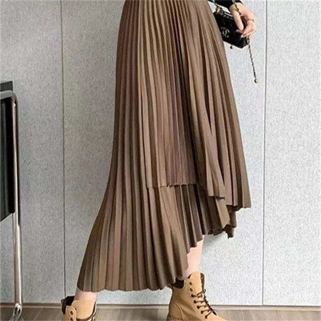 Mesh Floral Skirt For Women 2023 Autumn Winter Lace Flocking Big Swing Elastic High Waisted Fashion Elegant Mujer Party A-Line