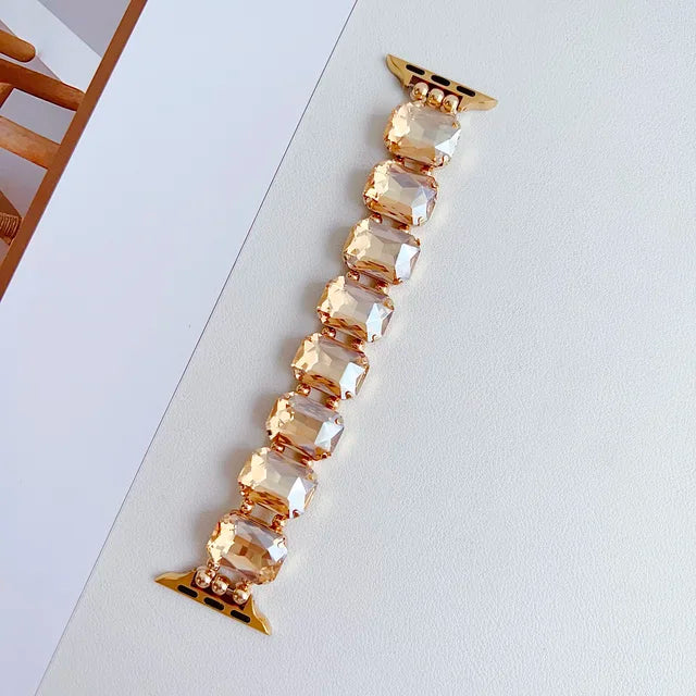 Zircon Strap for Apple Watch Band Jewelry Metal Bracelet Chain for Iwatch98765SE Ultra Women Elastic Gem Series40 41 42 44 45mm