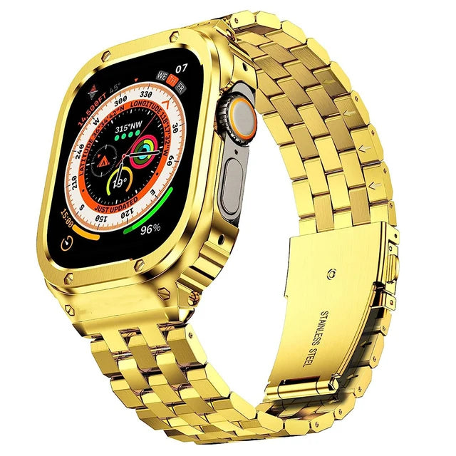 Correa Stainless Steel Band Case For Apple Watch Ultra 49mm 8 7 6 5 4 3 Band 45mm 44mm Bumper frame iwatch series 40mm 41mm Mod
