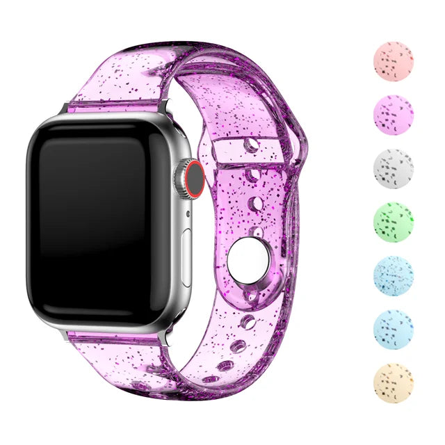 Transparent Silicone Strap for Apple Watch Band 40mm 44mm 45mm 41mm 38mm 42mm 49 Glitter Women Sport iWatch ultra2 9 8 7 SE 6 3