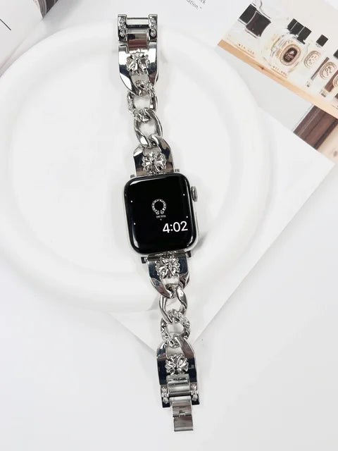 Womens Stainless Steel Band For Apple Watch 38mm 40mm 41mm 42 44 45mm 49mm Luxury Bracelet For iWatch Series 9 8 7 654 se Strap