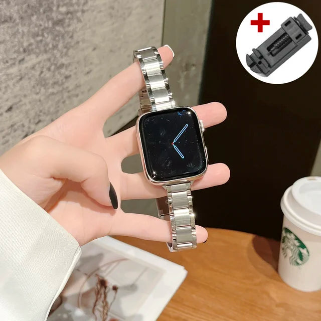 Slim Metal Band for Apple Watch Ultra 2 49mm 9 8 7 41 45mm 6 5 4se 44 42mm 40mm Luxury Stainless Steel Strap for iWatch Bracelet