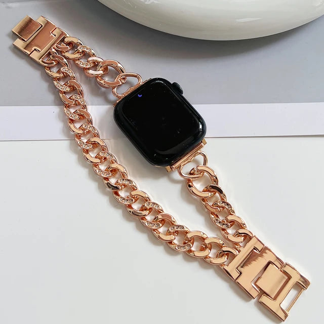 Luxury Metal Strap For Apple Watch Band 9 8 7 6 SE 45mm 44mm 42mm 44mm 41mm Women Bracelet For iWatch Ultra 2 49mm 40mm 38mm