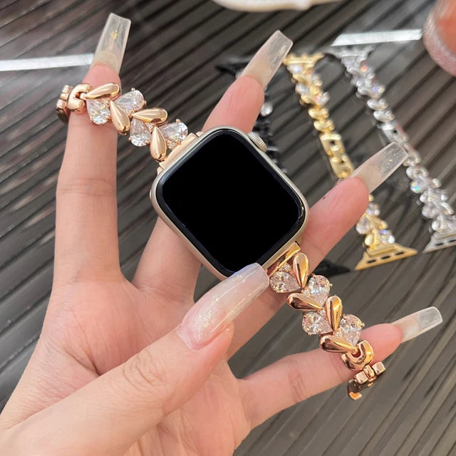 Jewelry Diamond Strap for Apple Watch Band 38 42mm 41 45mm Ultra 2 49mm Women Bracelet for iWatch 9 8 7 6 5 4 Se 40 44mm Correa