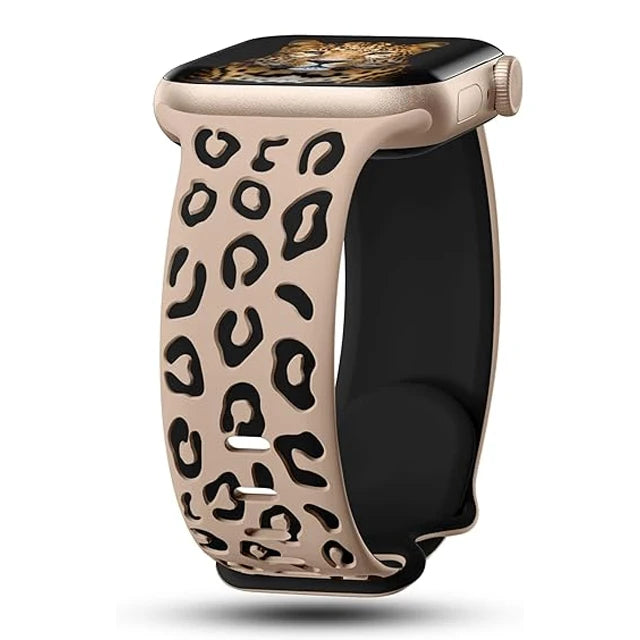 Leopard Strap For Apple Watch Bands 45mm 44mm 49mm 41mm 40mm Engraved Correa Bracelet Iwatch Series 9 8 7 SE 6 5 4 3 2 1 Ultra 2