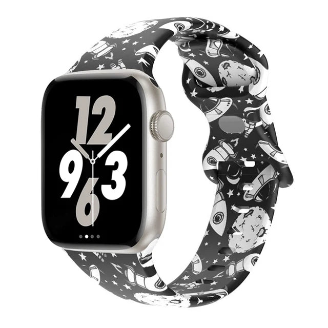 Printed Floral Strap For Apple Watch Ultra Band 49mm 41mm 40mm 38 45mm 44mm 42mm Silicone Bracelet IWatch Series 8 7 SE 6 5 4 3