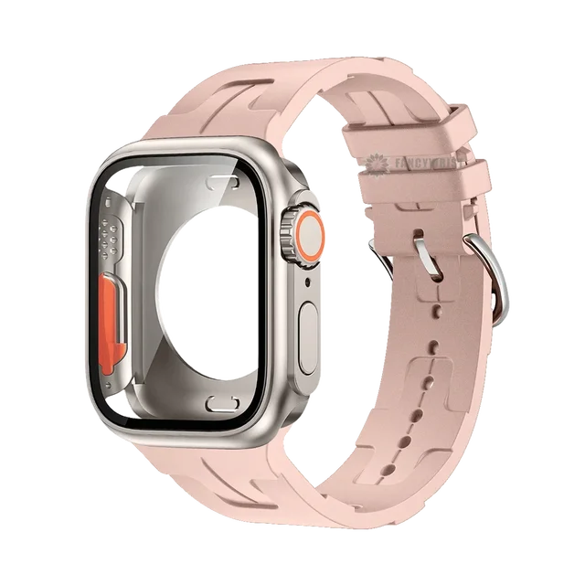 Original Silicone Band &Change To Ultra Case For Apple Watch 9 8 7 6 SE 5 4 Strap For iWatch Series 44mm 45mm 42mm 41mm Bracelet