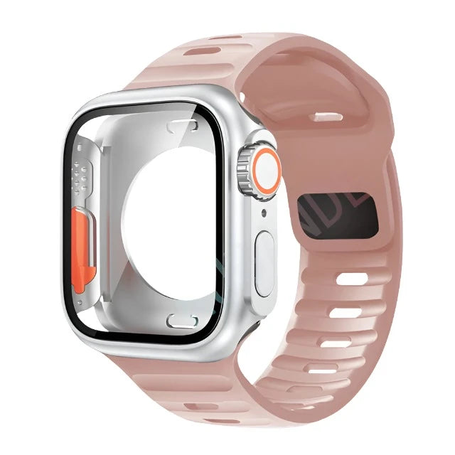 Silicone strap+case For Apple Watch Case 44mm 45mm 41mm 40mm Screen protectores Change to Ultra For iWatch Series 8 7 SE 6 5 3