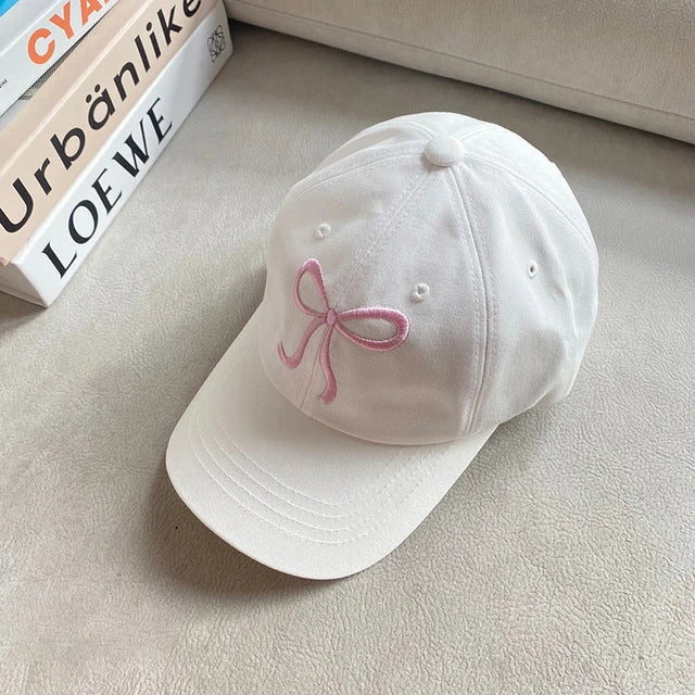 Bow Embroidery Women Baseball Hat Sweet Girl Duckbill Cap Outdoor Sun Protection Duck Tongue Caps Solid Color Visors 모자