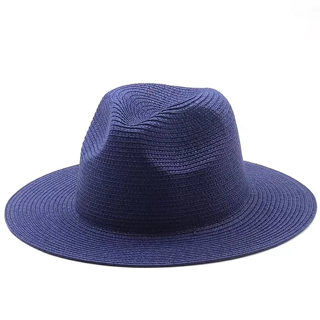 Large Size 56-58 59-60cm New Natural Panama Straw Hat Summer Men Women Wide Brim Beach UV Protection Fedora Sun Hat Wholesale