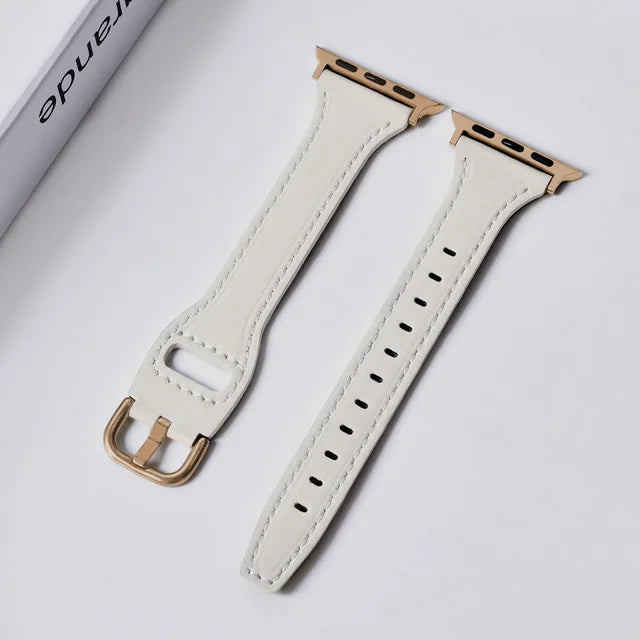 Slim Leather Strap For Apple Watch Band Series 10 42mm 46mm 45mm 41mm 44/40mm 42/38mm 49mm Bracelet For iwatch 9 8 7 SE 6 5 4