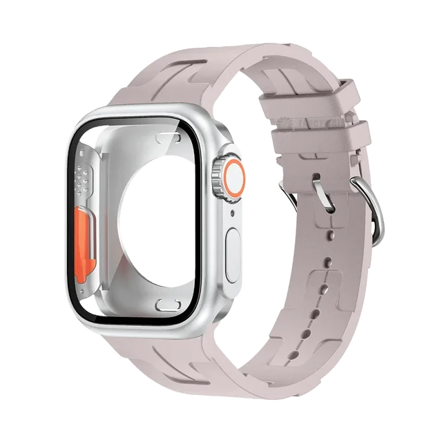 Original Silicone Band &Change To Ultra Case For Apple Watch 9 8 7 6 SE 5 4 Strap For iWatch Series 44mm 45mm 42mm 41mm Bracelet