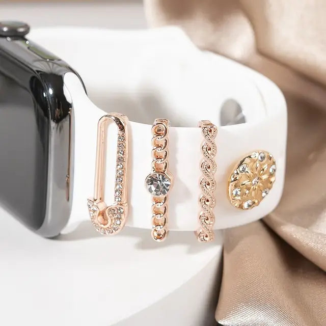 Creative Metal Wristbelt Charms Decorative Ring For Apple Watch Band Diamond Ornament Brooch Silicone Strap Jewelry Accessories