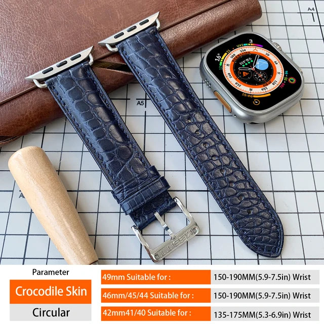 Apple Watch Series 10 9 8 7 6 Butterfly Strap High Quality Genuine Alligator Leather Iwatch Ultra 2 Band 49MM 46mm