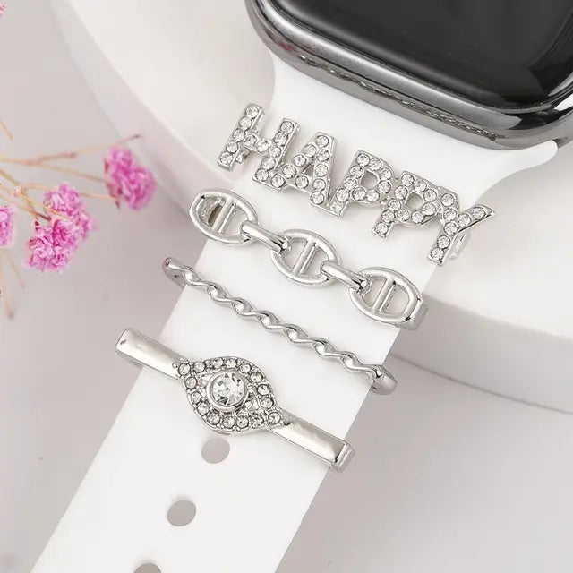 Creative Metal Wristbelt Charms Decorative Ring For Apple Watch Band Diamond Ornament Brooch Silicone Strap Jewelry Accessories