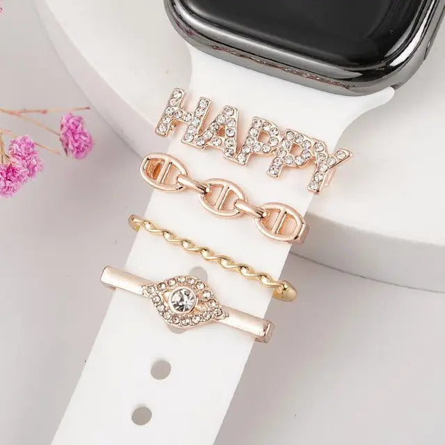 Creative Metal Wristbelt Charms Decorative Ring For Apple Watch Band Diamond Ornament Brooch Silicone Strap Jewelry Accessories