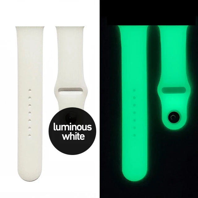 Luminous Silicone Strap For Apple Watch Band Ultra 49mm 8 7 45/41mm Sport Loop Bracelet For Iwatch 6 5 4 Se 44mm 42mm 40mm 38mm