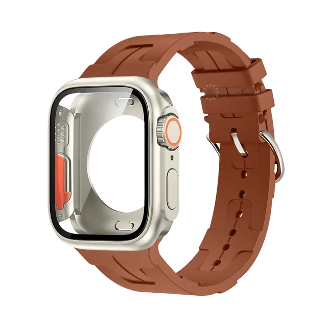 Original Silicone Band &Change To Ultra Case For Apple Watch 9 8 7 6 SE 5 4 Strap For iWatch Series 44mm 45mm 42mm 41mm Bracelet