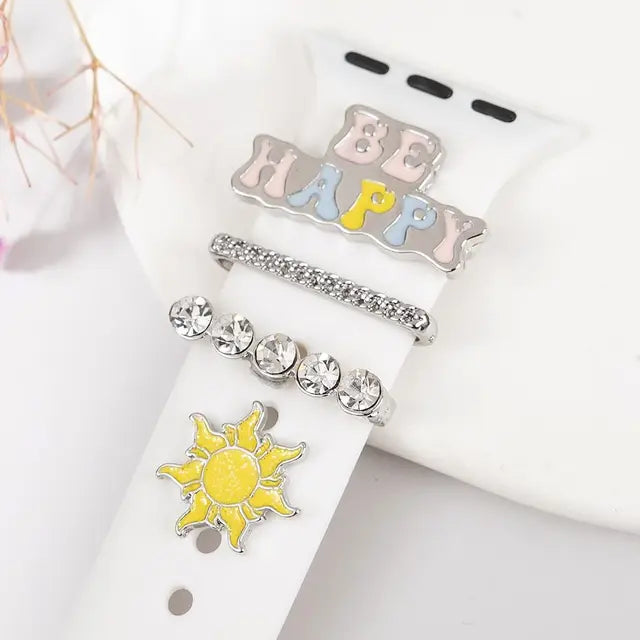 Creative Metal Wristbelt Charms Decorative Ring For Apple Watch Band Diamond Ornament Brooch Silicone Strap Jewelry Accessories