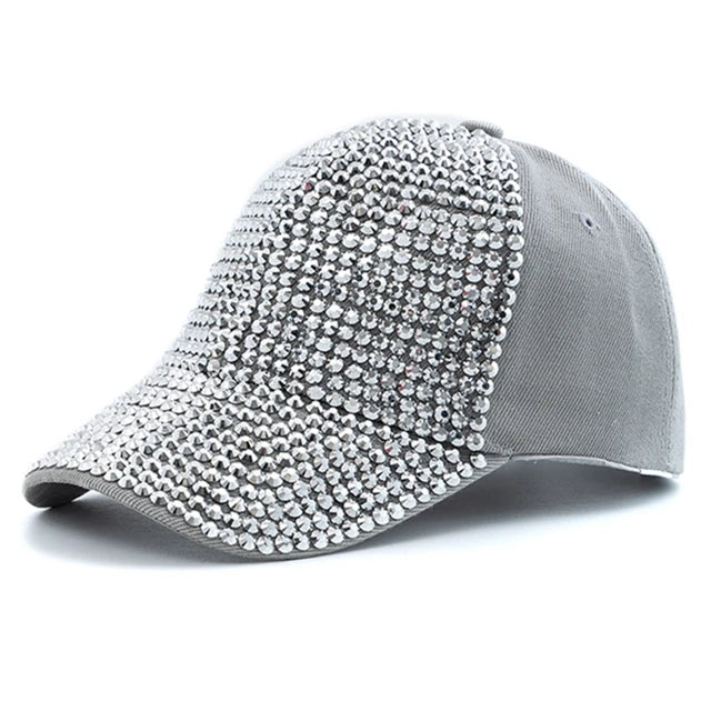 New Women Diamond Inlay Cap Simple Plain Baseball Cap Female Adjustable Casual Outdoor Streetwear Fashion Hat