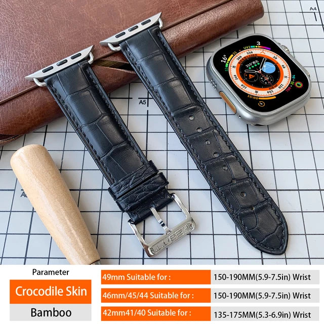 Apple Watch Series 10 9 8 7 6 Butterfly Strap High Quality Genuine Alligator Leather Iwatch Ultra 2 Band 49MM 46mm