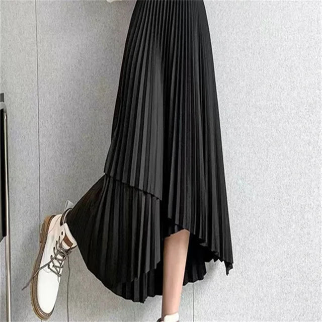 Mesh Floral Skirt For Women 2023 Autumn Winter Lace Flocking Big Swing Elastic High Waisted Fashion Elegant Mujer Party A-Line