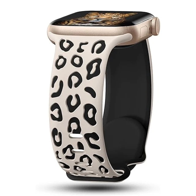 Leopard Strap For Apple Watch Bands 45mm 44mm 49mm 41mm 40mm Engraved Correa Bracelet Iwatch Series 9 8 7 SE 6 5 4 3 2 1 Ultra 2