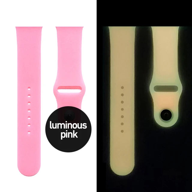 Luminous Silicone Strap For Apple Watch Band Ultra 49mm 8 7 45/41mm Sport Loop Bracelet For Iwatch 6 5 4 Se 44mm 42mm 40mm 38mm