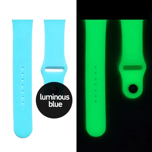 Luminous Silicone Strap For Apple Watch Band Ultra 49mm 8 7 45/41mm Sport Loop Bracelet For Iwatch 6 5 4 Se 44mm 42mm 40mm 38mm