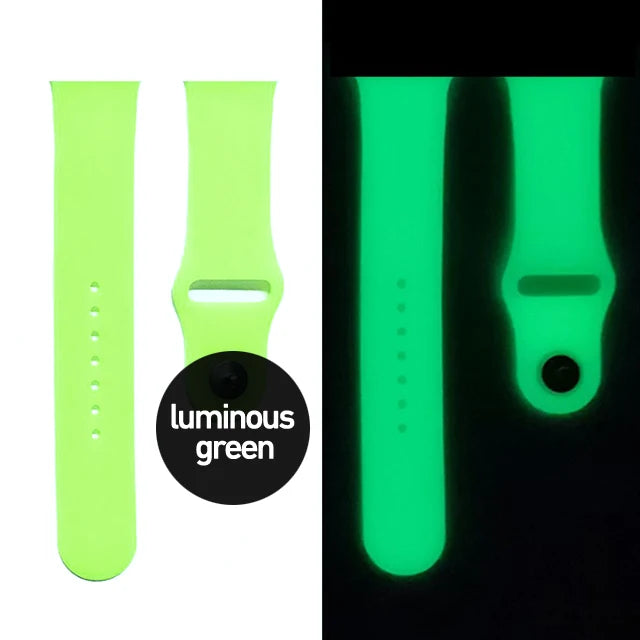 Luminous Silicone Strap For Apple Watch Band Ultra 49mm 8 7 45/41mm Sport Loop Bracelet For Iwatch 6 5 4 Se 44mm 42mm 40mm 38mm