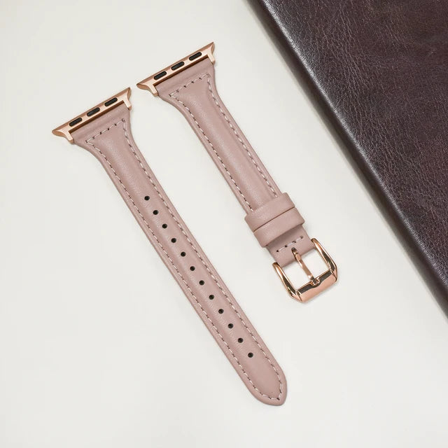 Slim Genuine Leather Girl Strap For Apple Watch 9 8 7 41mm 45mm Correa Band 38 42mm For iwatch Bracelet SE 40 44mm 6 5 4 3 49mm