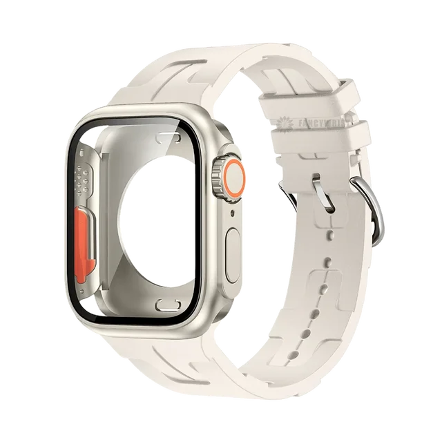 Original Silicone Band &Change To Ultra Case For Apple Watch 9 8 7 6 SE 5 4 Strap For iWatch Series 44mm 45mm 42mm 41mm Bracelet