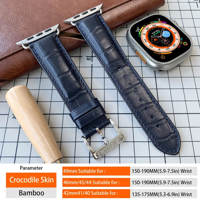 Apple Watch Series 10 9 8 7 6 Butterfly Strap High Quality Genuine Alligator Leather Iwatch Ultra 2 Band 49MM 46mm