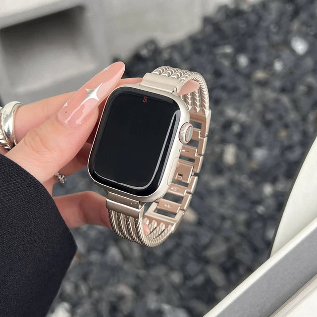 Metal Strap For Apple Watch UItra 8 7 49mm 45mm 44mm INS Stainless Steel Bracelet For iWatch Series 6 5 4 SE 42mm 40mm 38mm Band