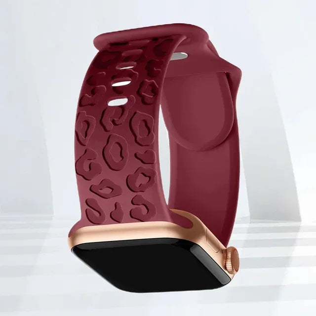 Engraved Strap For Apple Watch Ultra Band ultra 49mm 8 7 44mm 45mm 41mm 40mm 42mm Leopard silicone bracelet iwatch se 3 6 5 38mm