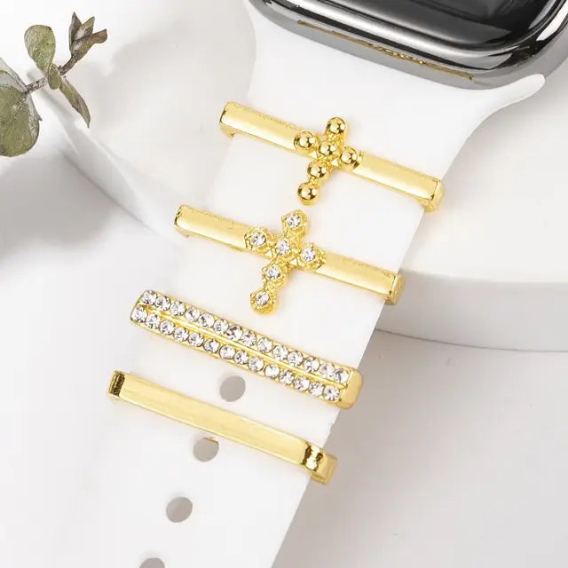 Creative Metal Wristbelt Charms Decorative Ring For Apple Watch Band Diamond Ornament Brooch Silicone Strap Jewelry Accessories