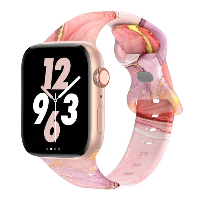 Printed Floral Strap For Apple Watch Ultra Band 49mm 41mm 40mm 38 45mm 44mm 42mm Silicone Bracelet IWatch Series 8 7 SE 6 5 4 3