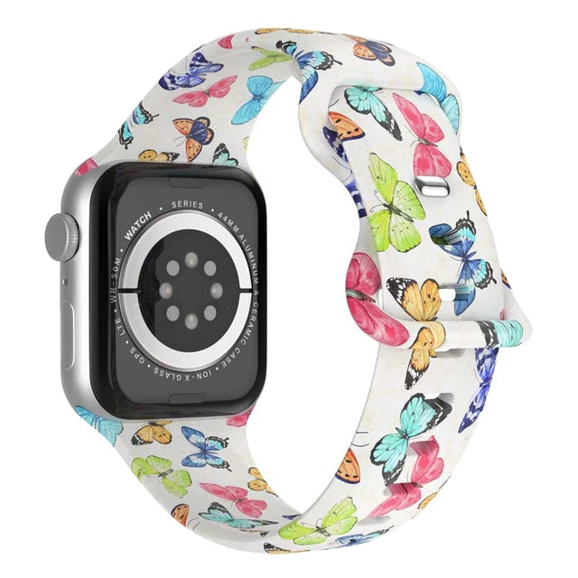 Printed Floral Strap For Apple Watch Ultra Band 49mm 41mm 40mm 38 45mm 44mm 42mm Silicone Bracelet IWatch Series 8 7 SE 6 5 4 3