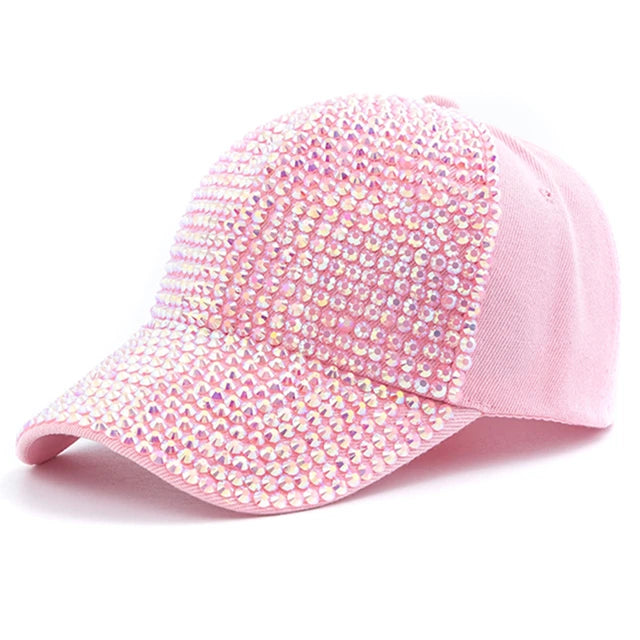 New Women Diamond Inlay Cap Simple Plain Baseball Cap Female Adjustable Casual Outdoor Streetwear Fashion Hat