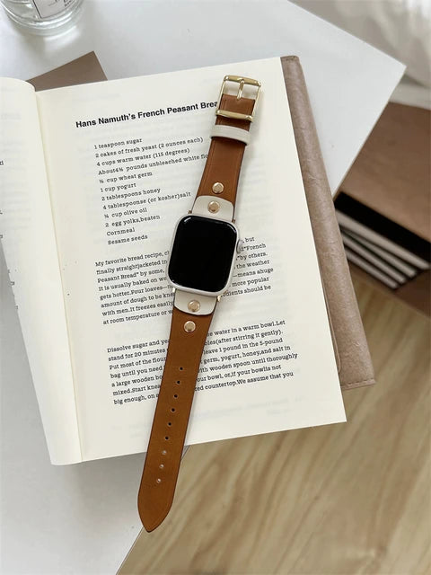 Retro Real Leather Strap For Apple Watch Band 41mm 44mm 40mm 45mm 42 38 49mm Women Wrist Bracelet For iWatch Series 8 se 7 6 5 4